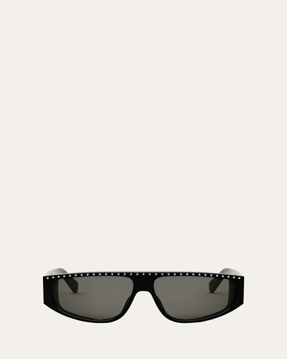 Embellished Acetate Rectangle Sunglasses